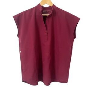FIGS Technical Collection Burgundy Rafaela Scrub Top Size Small